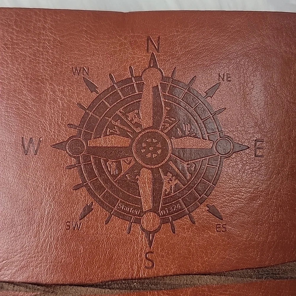 Nautical NeW Faux Leather Compass Rose Embossed Refillable Paper Diary Notepad‎
